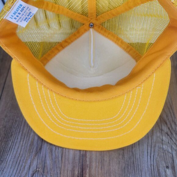 VTG Pioneer Eclipse J.F. Beaver Snapback Trucker Hat Cap Yellow White Foam USA - Picture 8 of 10